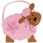 Torebka na prezent upominek wielkanocna filcowa BARANEK różowy