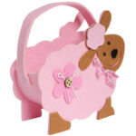 Torebka na prezent upominek wielkanocna filcowa BARANEK różowy - obrazek 2