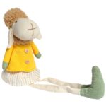 Baranek siedzący Ozdoba Wielkanocna Figurka w żółtej sukience 48 cm