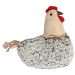 KURA OZDOBA Z MATERIAŁU KURA FOLKLOR WIELKANOC SZARA