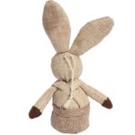 Zając STOJĄCY lniany Ozdoba Wielkanocna Figurka brązowa 18 cm CH - obrazek 3