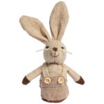 Zając STOJĄCY lniany Ozdoba Wielkanocna Figurka brązowa 18 cm CH