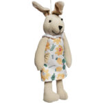 Zając zawieszka lniana Ozdoba Wielkanocna Figurka w sukience w kwiatki 26 cm - obrazek 3