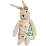 Zając zawieszka lniana Ozdoba Wielkanocna Figurka w sukience w kwiatki 26 cm - obrazek 2