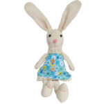 Zając siedzący Ozdoba Wielkanocna Figurka w niebieskiej sukience 40 cm - obrazek 2