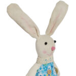 Zając siedzący Ozdoba Wielkanocna Figurka w niebieskiej sukience 40 cm - obrazek 3