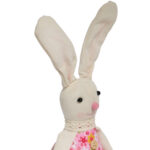 Zając siedzący Ozdoba Wielkanocna Figurka w różowej sukience 40 cm - obrazek 3