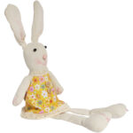 Zając siedzący Ozdoba Wielkanocna Figurka w żółtej sukience 40 cm