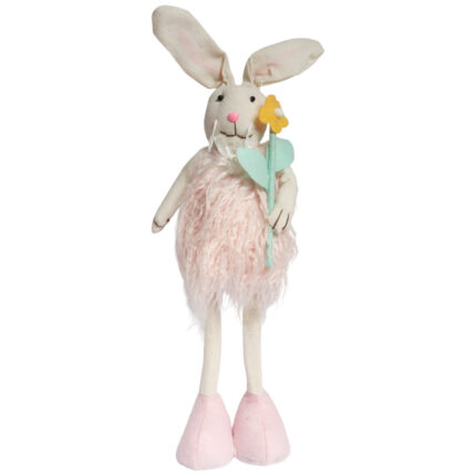 Zając Futrzany z kwiatkiem Ozdoba Wielkanocna Figurka 50 cm
