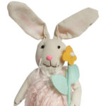 Zając Futrzany z kwiatkiem Ozdoba Wielkanocna Figurka 50 cm - obrazek 2