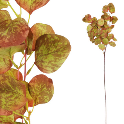 SZTUCZNE KWIATY EUKALIPTUS LIŚCIE 84 cm GAŁĄZKA DEKORACYJNA ŻÓŁTA
