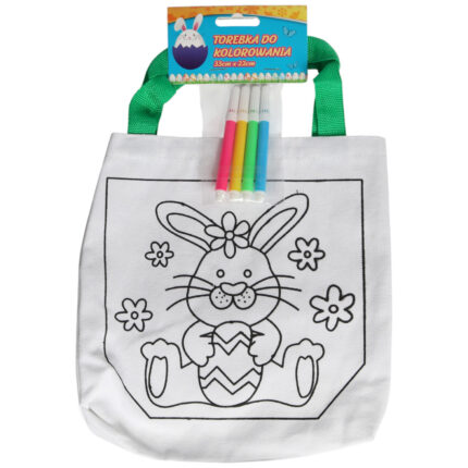 Torba wielkanocna do kolorowania + pisaki 33 x 22 cm zając