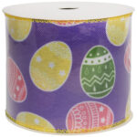 WSTĄŻKA DEKORACYJNA Z JAJKAMI FIOLETOWA 2,7M WIOSNA/WIELKANOC