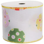 WSTĄŻKA DEKORACYJNA Z JAJKAMI BIAŁA 2,7M WIOSNA/WIELKANOC