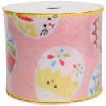 WSTĄŻKA DEKORACYJNA Z JAJKAMI RÓŻOWA 2,7M WIOSNA/WIELKANOC