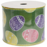 WSTĄŻKA DEKORACYJNA Z JAJKAMI ZIELONA 2,7M WIOSNA/WIELKANOC