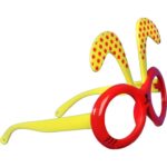 Okulary Plastikowe z Uszami Zająca w Kolorze Czerwono-Żółtym - obrazek 2