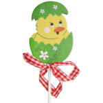 Kurczak wielkanocny w skorupce pik do dekoracji stroik ozdobny zielony - obrazek 3