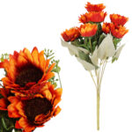 BUKIET SŁONECZNIKÓW Z DODATKAMI sztuczne kwiaty do wazonu KOMPOZYCJA pomarańczowa 42 cm