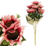 BUKIET SŁONECZNIKÓW Z DODATKAMI sztuczne kwiaty do wazonu KOMPOZYCJA różowa 42 cm