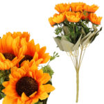 BUKIET SŁONECZNIKÓW Z DODATKAMI sztuczne kwiaty do wazonu KOMPOZYCJA żółta 42 cm