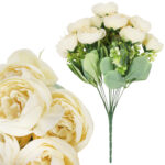 BUKIET 12 PIWONII PEONII KOMPOZYCJA DO WAZONU W KOLORZE KREMOWYM 36 CM