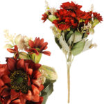 BUKIET 9 SŁONECZNIKÓW Z DODATKAMI sztuczne kwiaty do wazonu KOMPOZYCJA  brązowa 43 cm