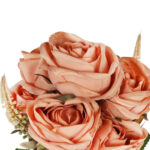 BUKIET 9 RÓŻ Z DODATKAMI sztuczne kwiaty do wazonu KOMPOZYCJA łososiowa 46 cm - obrazek 3