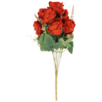 BUKIET 9 RÓŻ Z DODATKAMI sztuczne kwiaty do wazonu KOMPOZYCJA czerwona 46 cm - obrazek 2
