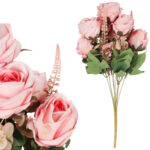 BUKIET 9 RÓŻ Z DODATKAMI sztuczne kwiaty do wazonu KOMPOZYCJA różowa 46 cm