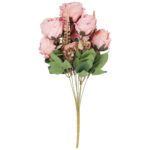 BUKIET 9 RÓŻ Z DODATKAMI sztuczne kwiaty do wazonu KOMPOZYCJA różowa 46 cm - obrazek 2