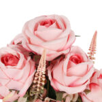 BUKIET 9 RÓŻ Z DODATKAMI sztuczne kwiaty do wazonu KOMPOZYCJA różowa 46 cm - obrazek 3