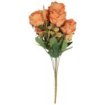 BUKIET 9 RÓŻ Z DODATKAMI sztuczne kwiaty do wazonu KOMPOZYCJA pomarańczowa 46 cm - obrazek 2