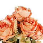 BUKIET 9 RÓŻ Z DODATKAMI sztuczne kwiaty do wazonu KOMPOZYCJA pomarańczowa 46 cm - obrazek 3