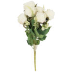 BUKIET 9 RÓŻ Z DODATKAMI sztuczne kwiaty do wazonu KOMPOZYCJA biała 46 cm - obrazek 2