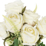 BUKIET 9 RÓŻ Z DODATKAMI sztuczne kwiaty do wazonu KOMPOZYCJA biała 46 cm - obrazek 3