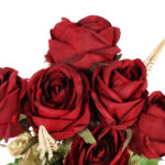 BUKIET 9 RÓŻ Z DODATKAMI sztuczne kwiaty do wazonu KOMPOZYCJA bordowa 46 cm - obrazek 3