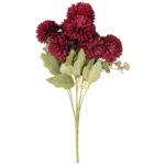 BUKIET 9 CHRYZANTEM sztucznych kwiatów ZŁOCIENI do wazonu STROIK CZERWONY - obrazek 2