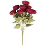 BUKIET 9 RÓŻ Z DODATKAMI sztuczne kwiaty do wazonu KOMPOZYCJA bordowa 40 cm - obrazek 2