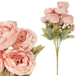 BUKIET 9 RÓŻ Z DODATKAMI sztuczne kwiaty do wazonu KOMPOZYCJA różowa 40 cm