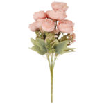 BUKIET 9 RÓŻ Z DODATKAMI sztuczne kwiaty do wazonu KOMPOZYCJA różowa 40 cm - obrazek 2