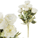BUKIET 9 RÓŻ Z DODATKAMI sztuczne kwiaty do wazonu KOMPOZYCJA biała 40 cm
