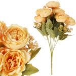 BUKIET 9 RÓŻ Z DODATKAMI sztuczne kwiaty do wazonu KOMPOZYCJA żółta 40 cm