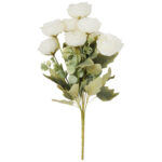BUKIET 9 RÓŻ Z DODATKAMI sztuczne kwiaty do wazonu KOMPOZYCJA biała 40 cm - obrazek 2