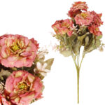 BUKIET 9 PIWONII Z DODATKAMI sztuczne kwiaty do wazonu KOMPOZYCJA różowo-żółta 37 cm