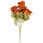 BUKIET 9 PIWONII Z DODATKAMI sztuczne kwiaty do wazonu KOMPOZYCJA pomarańczowa 37 cm - obrazek 2
