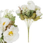 BUKIET 9 PIWONII Z DODATKAMI sztuczne kwiaty do wazonu KOMPOZYCJA biała 37 cm