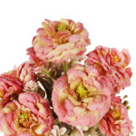 BUKIET 9 PIWONII Z DODATKAMI sztuczne kwiaty do wazonu KOMPOZYCJA różowo-żółta 37 cm - obrazek 3