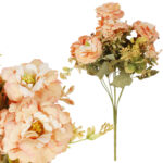 BUKIET 9 PIWONII Z DODATKAMI sztuczne kwiaty do wazonu KOMPOZYCJA kremowa 37 cm