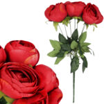 BUKIET 7 PIWONII sztuczne kwiaty do wazonu KOMPOZYCJA czerwona 48 cm